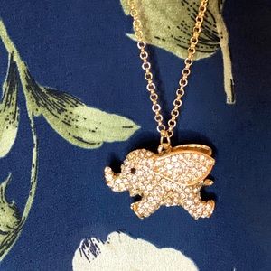 Cute elephant 🐘 rhinestone necklace chunky gold